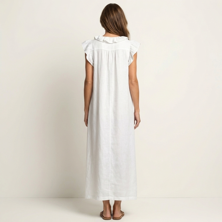 Josette | Robe Maxi à Col V Volant