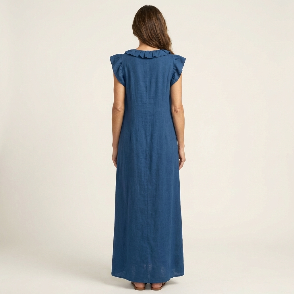 Josette | Robe Maxi à Col V Volant