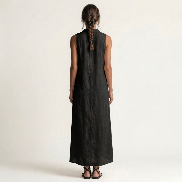 Mirabell | Robe Maxi Sans Manches à Boutons et Capuche