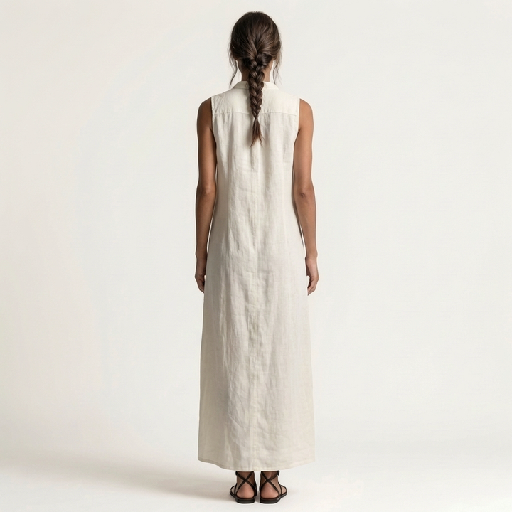 Mirabell | Robe Maxi Sans Manches à Boutons et Capuche
