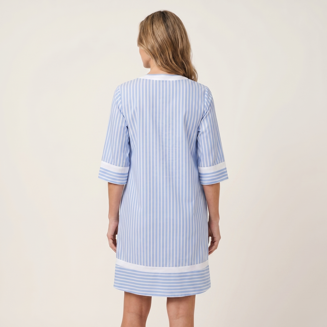 Sanina | Robe T-shirt en coton à rayures avec bord contrasté