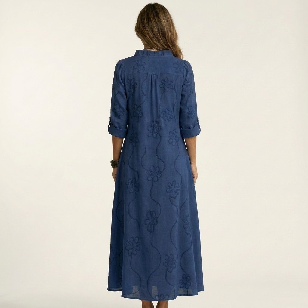 Mariam | Robe Maxi avec Broderie Florale Tonale