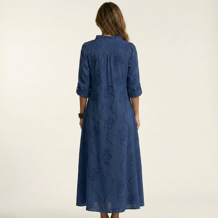 Mariam | Robe Maxi avec Broderie Florale Tonale