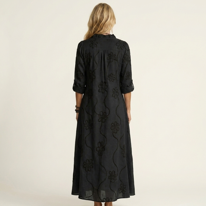 Mariam | Robe Maxi avec Broderie Florale Tonale