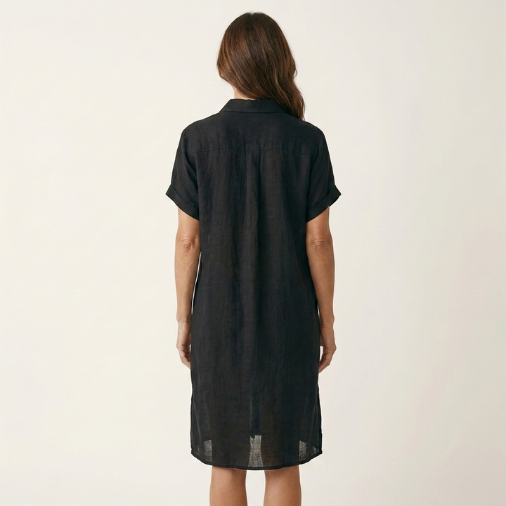 Nidalie | Robe Chemise Midi avec Manches Roulées