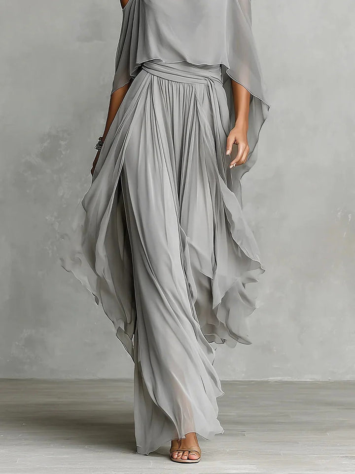 Renata | Ensemble fluide gris avec top à bretelles et pantalons légers
