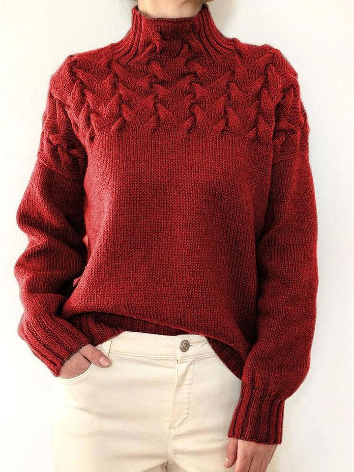 Lila | Pull tricoté avec col haut et motif de tricot chunky