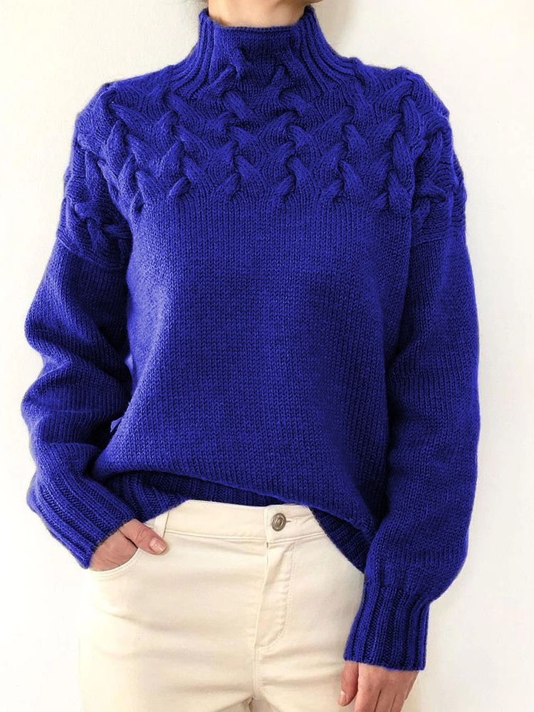 Lila | Pull tricoté avec col haut et motif de tricot chunky