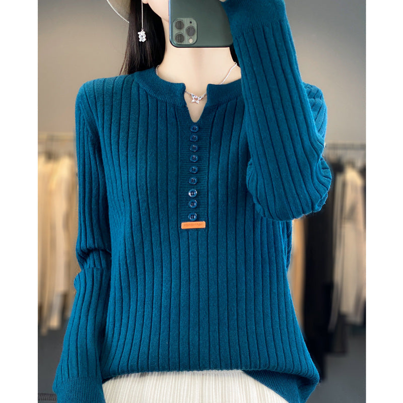 Rene | Pull en tricot avec col en V