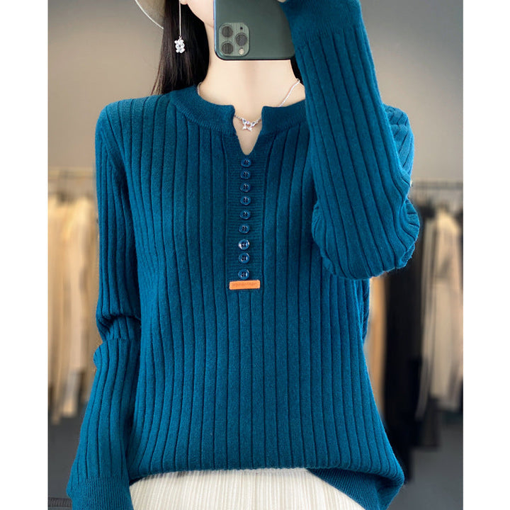 Rene | Pull en tricot avec col en V