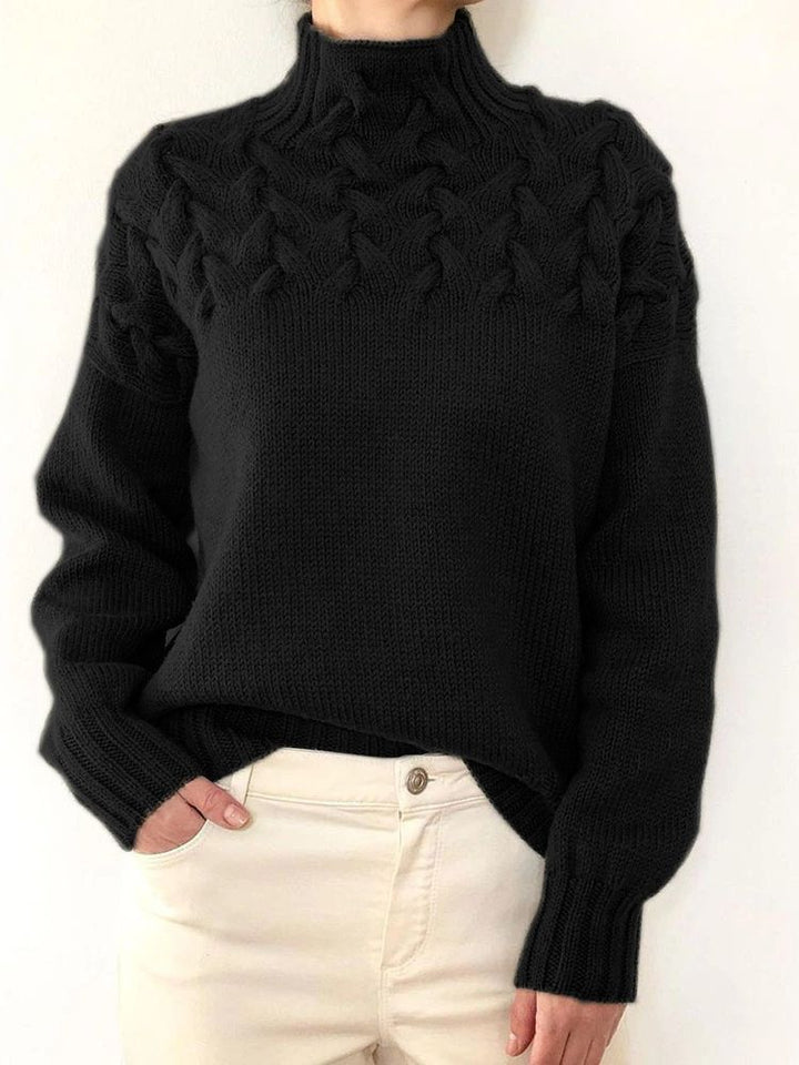 Lila | Pull tricoté avec col haut et motif de tricot chunky