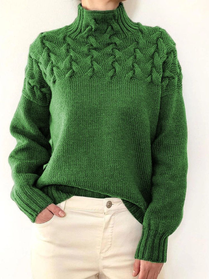 Lila | Pull tricoté avec col haut et motif de tricot chunky