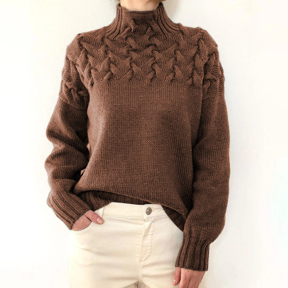 Lila | Pull tricoté avec col haut et motif de tricot chunky
