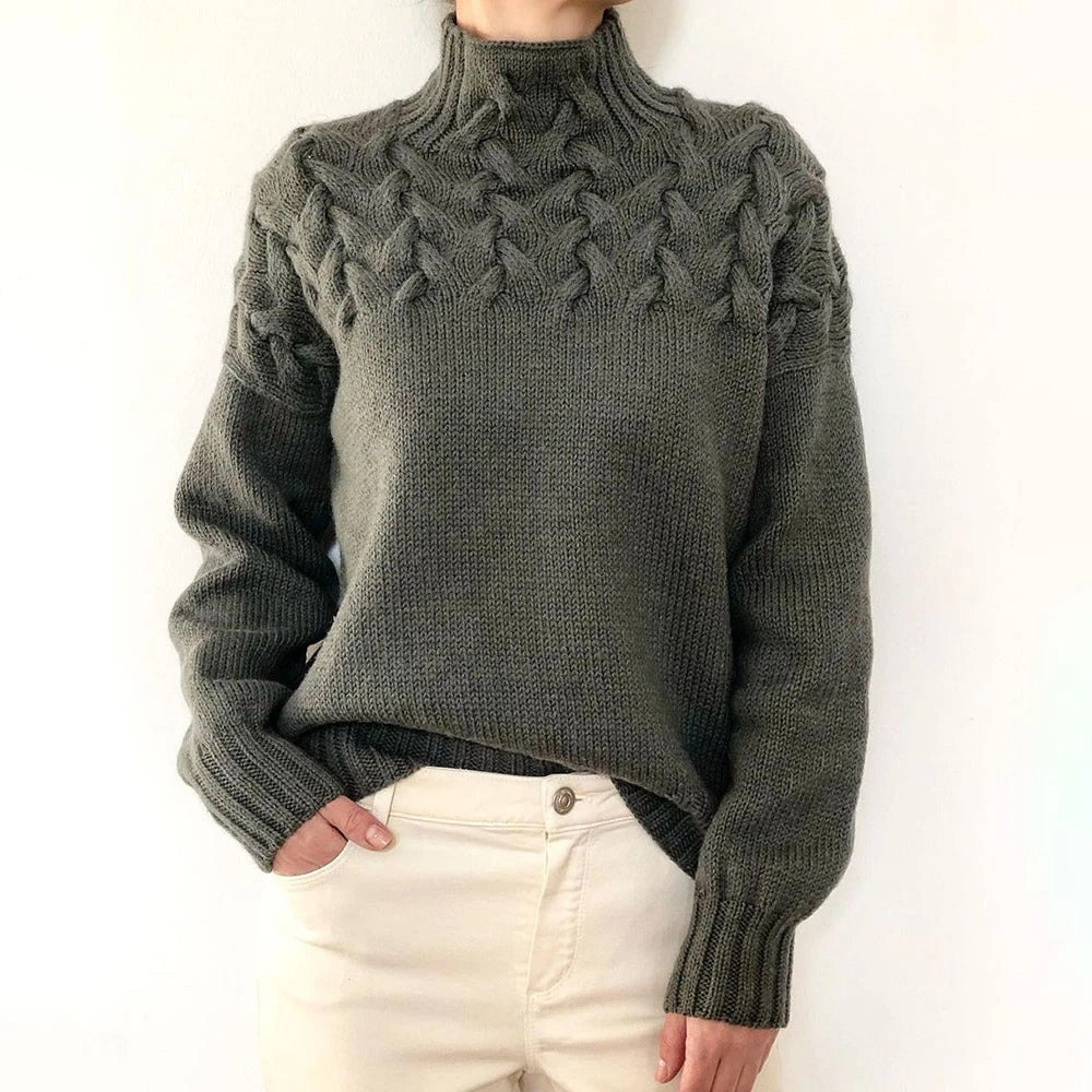 Lila | Pull tricoté avec col haut et motif de tricot chunky