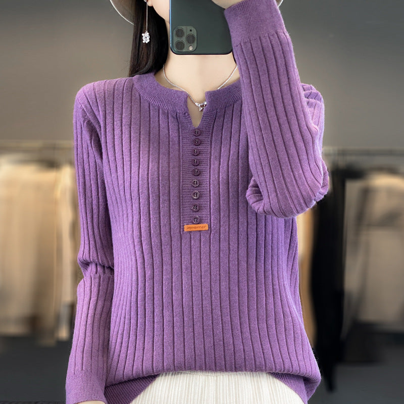 Rene | Pull en tricot avec col en V