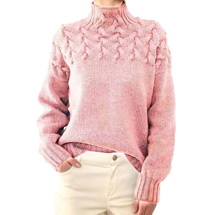 Lila | Pull tricoté avec col haut et motif de tricot chunky