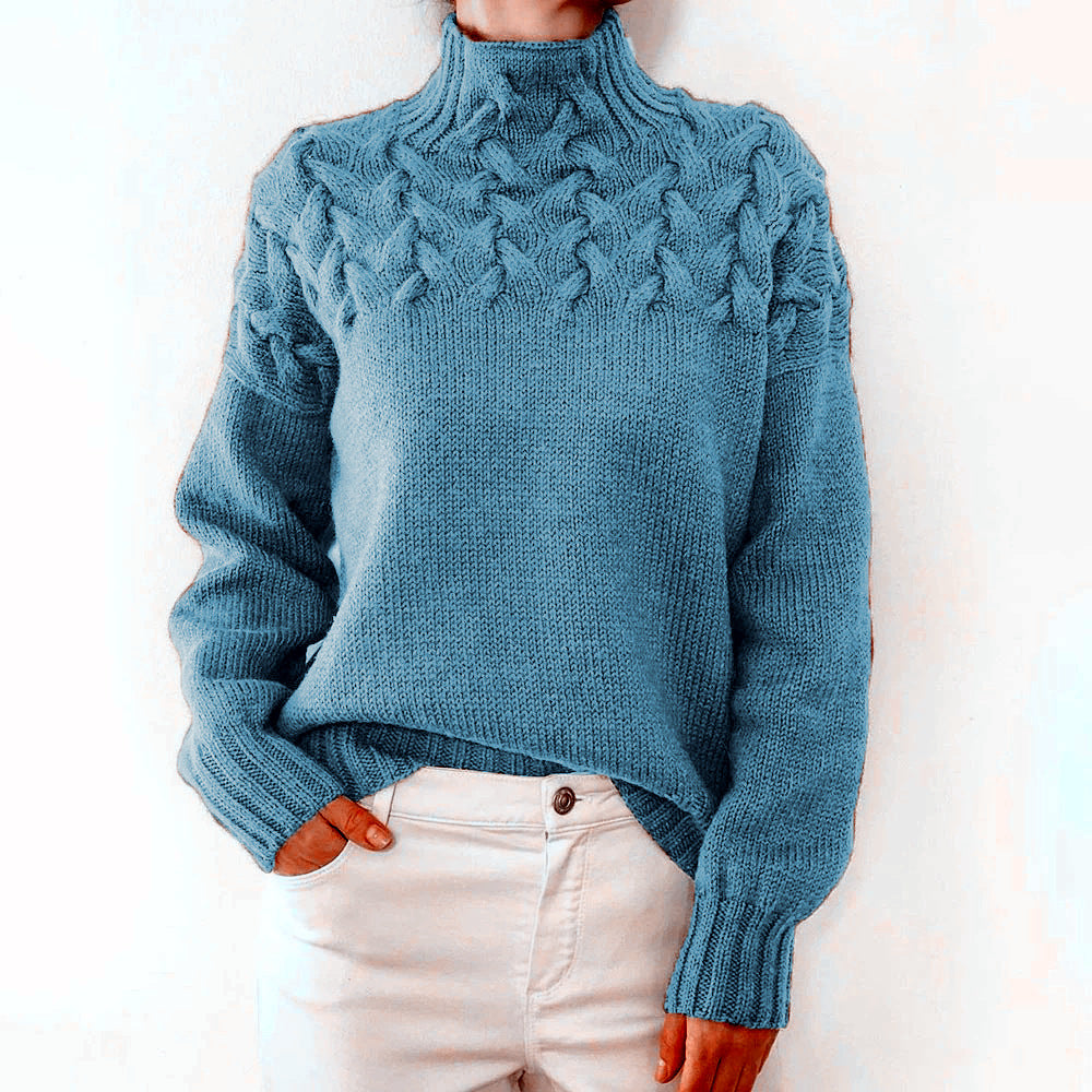 Lila | Pull tricoté avec col haut et motif de tricot chunky