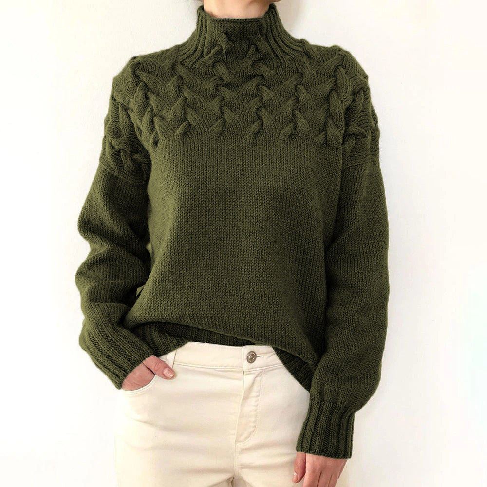 Lila | Pull tricoté avec col haut et motif de tricot chunky