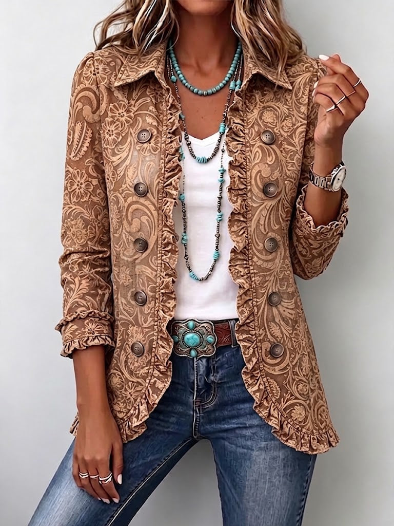 Bruna | Veste Florale Vintage avec Volants