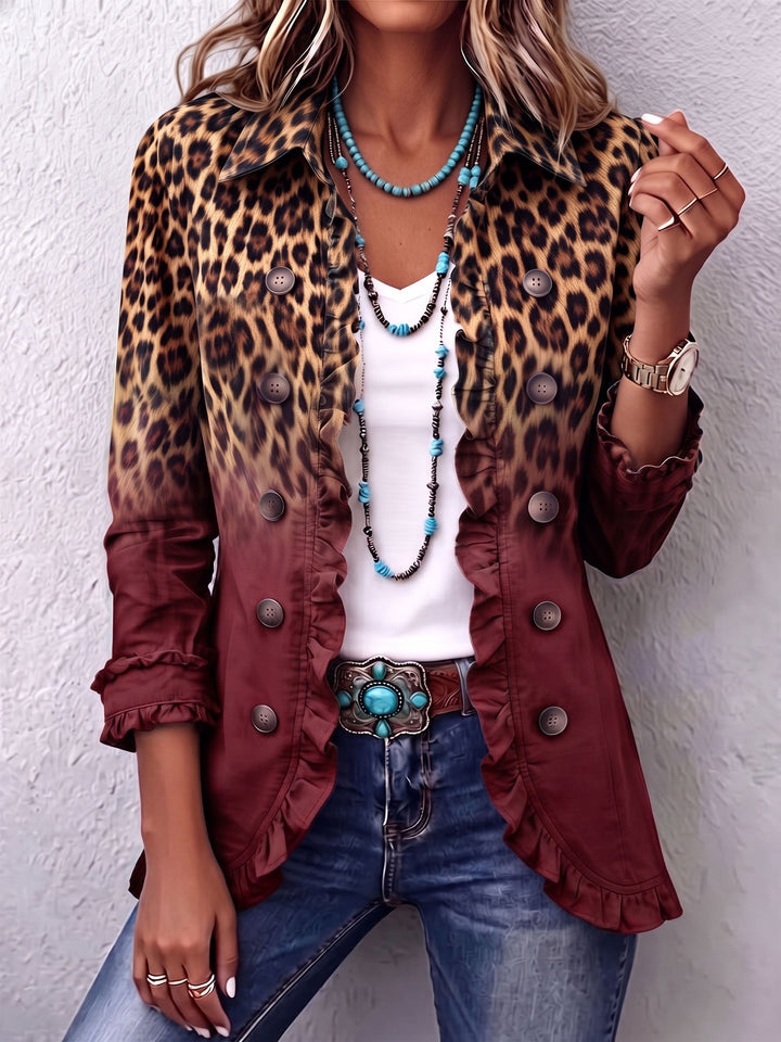 Giuseppina | Blazer Léopard Sfumato avec Volants