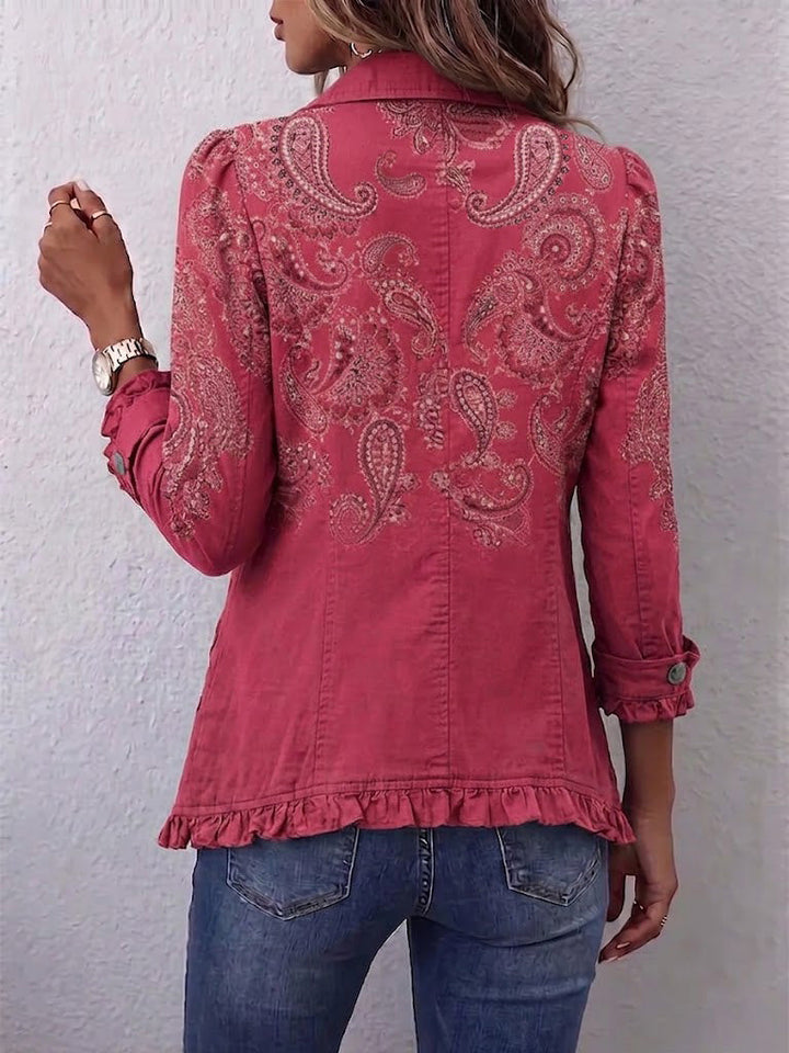 Agnese | Veste Fantaisie Cachemire Rose avec Volants
