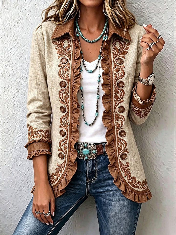 Iolanda | Veste Florale Brodée avec Volants