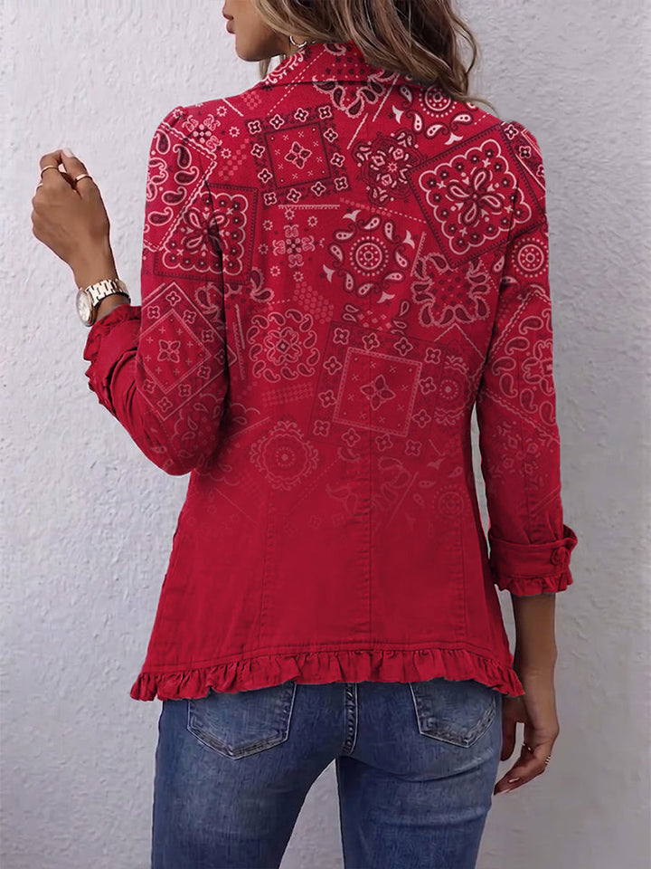 Santina | Veste Fantaisie Cachemire Dégradé avec Volants