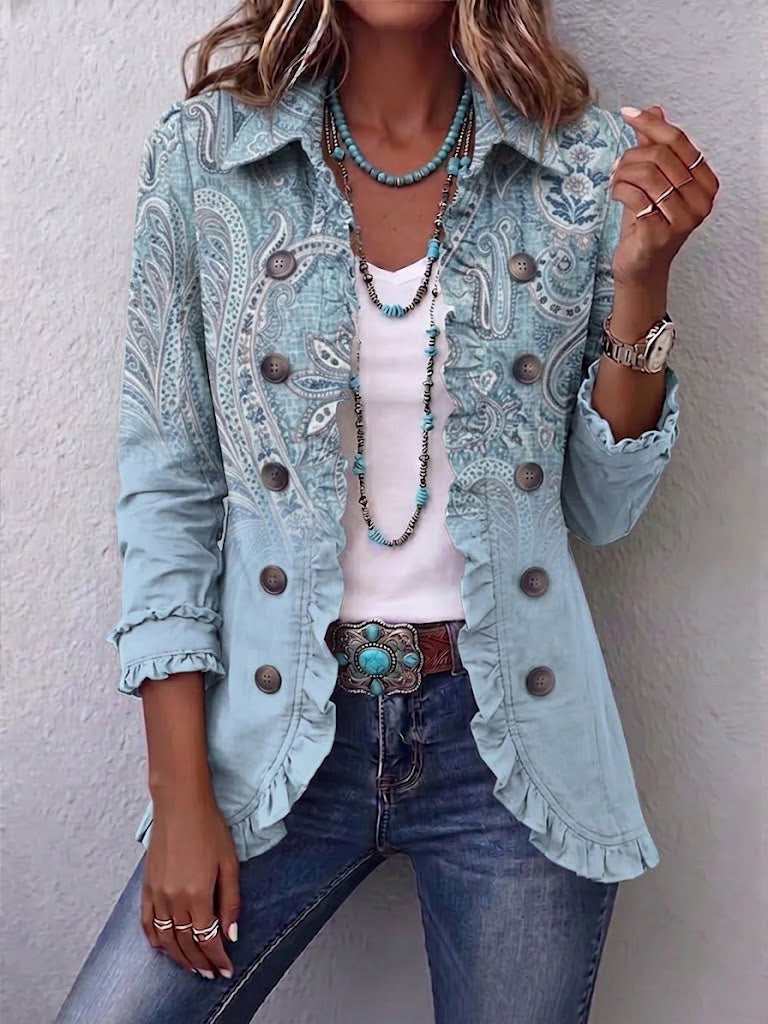 Teresina | Veste Fantaisie Cachemire Vintage avec Volants
