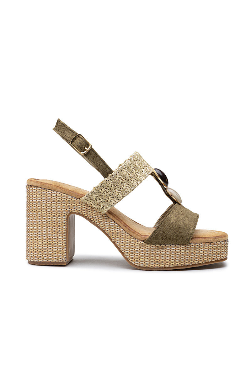 Gitana | Sandale à Talon Wedge Verte