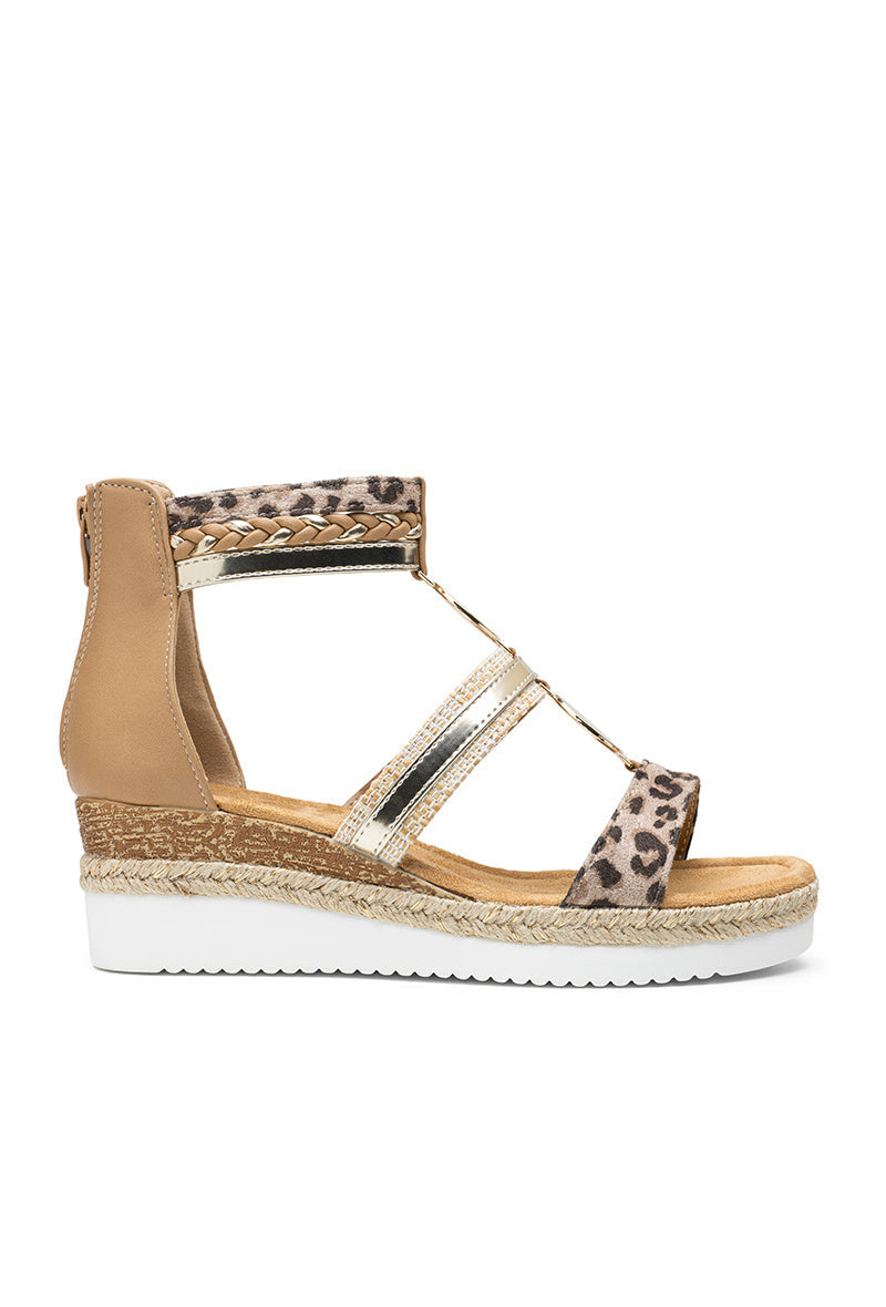 Delyth | Sandale Wedge Léopard