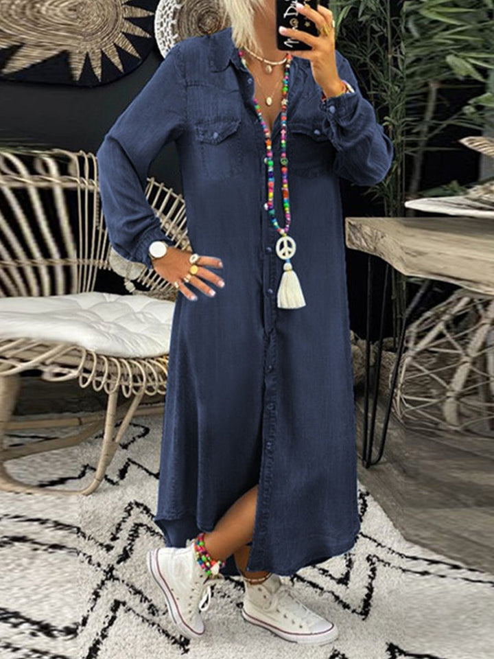 Helen | Robe Chemise en Jean Décontractée et Élégante