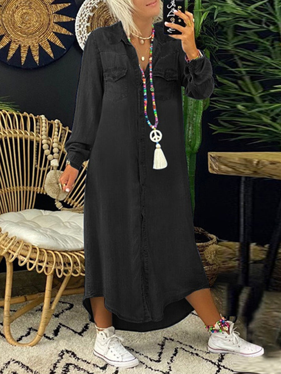 Helen | Robe Chemise en Jean Décontractée et Élégante