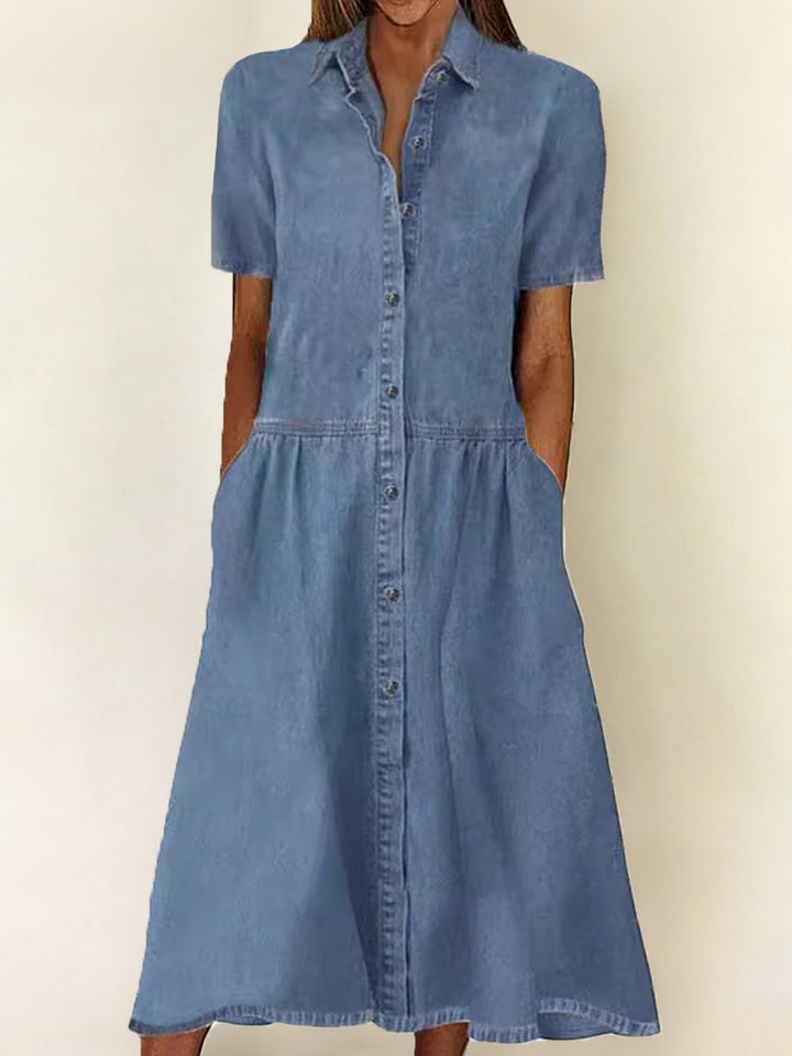 Carol | Robe en denim à manches courtes