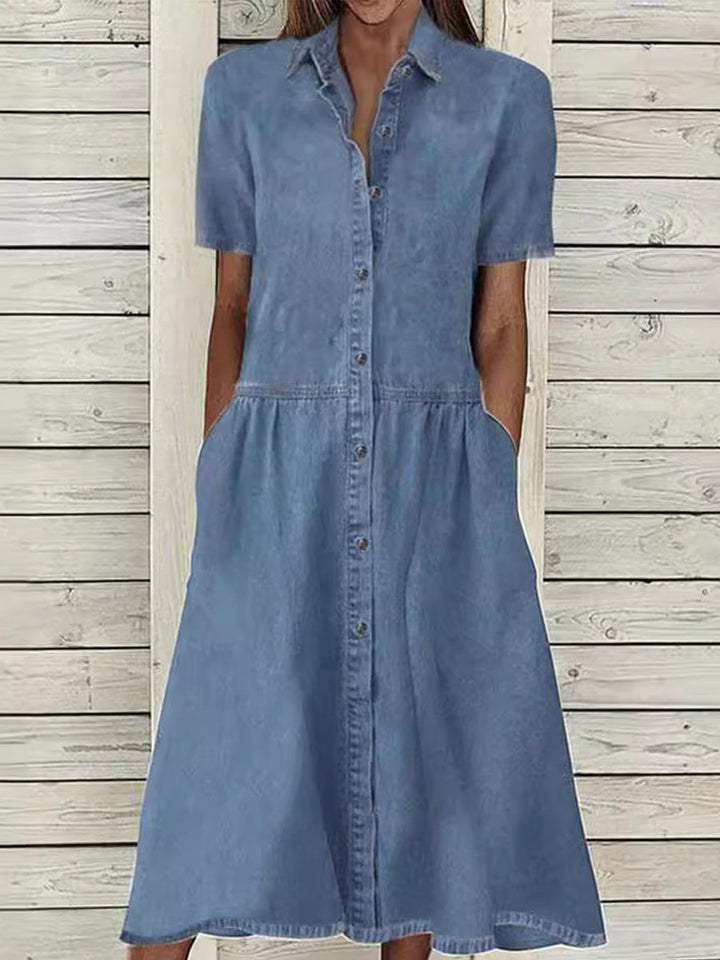 Carol | Robe en denim à manches courtes