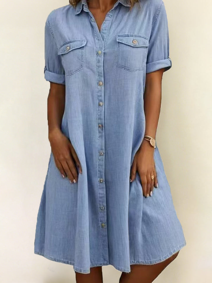 Patricia | Robe Midi Décontractée en Denim