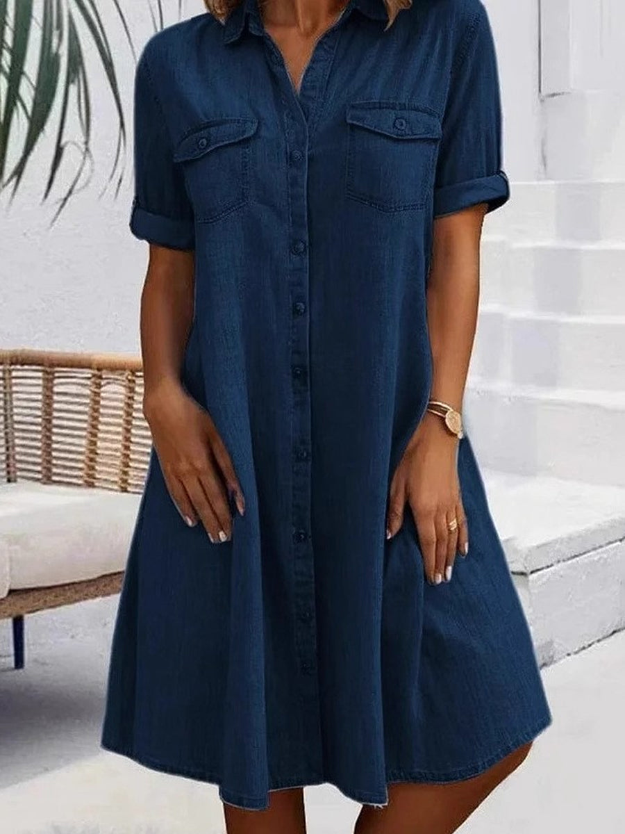 Patricia | Robe Midi Décontractée en Denim