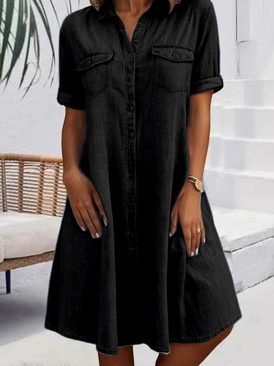 Patricia | Robe Midi Décontractée en Denim