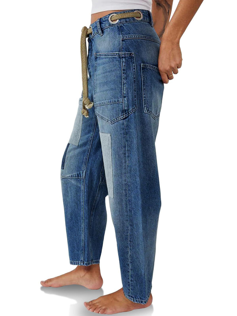 Margaret | Jeans Patchwork avec Corde