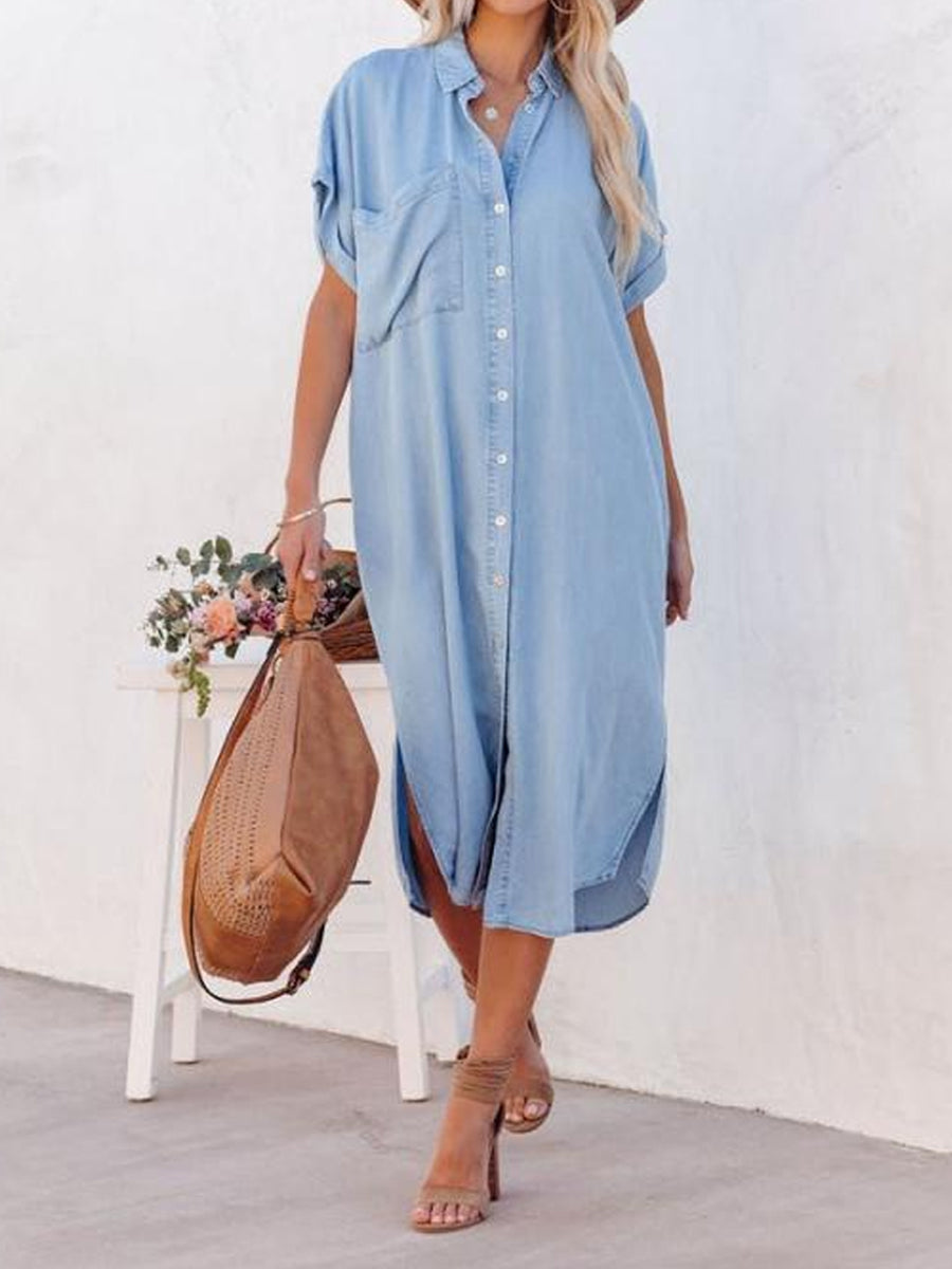 Karen | Chemise robe en denim léger