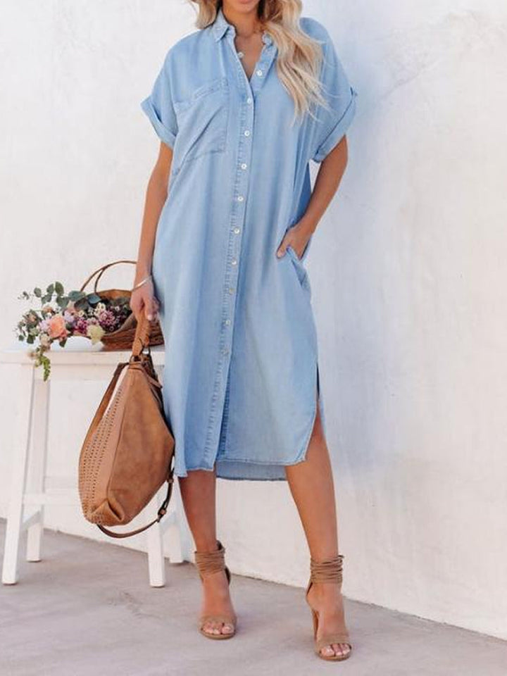 Karen | Chemise robe en denim léger
