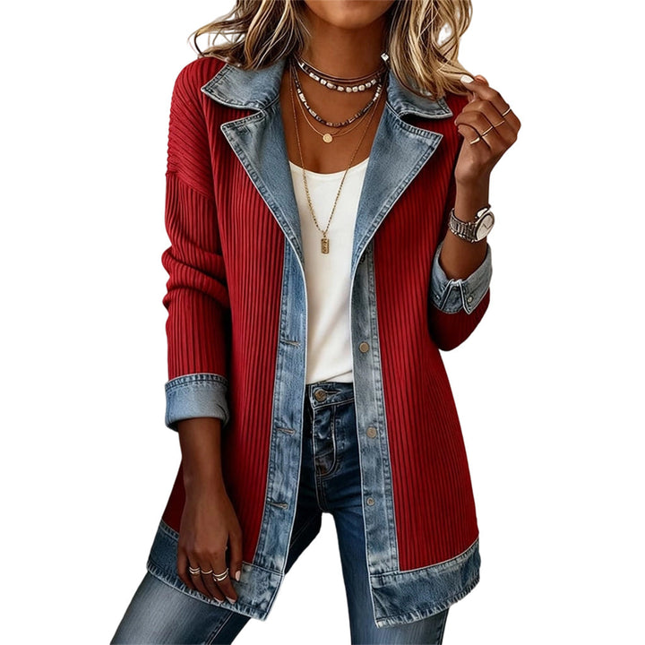 Lea | Veste en Jean et Maille Côtelée