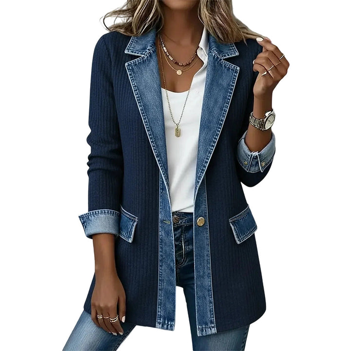 Lea | Veste en Jean et Maille Côtelée